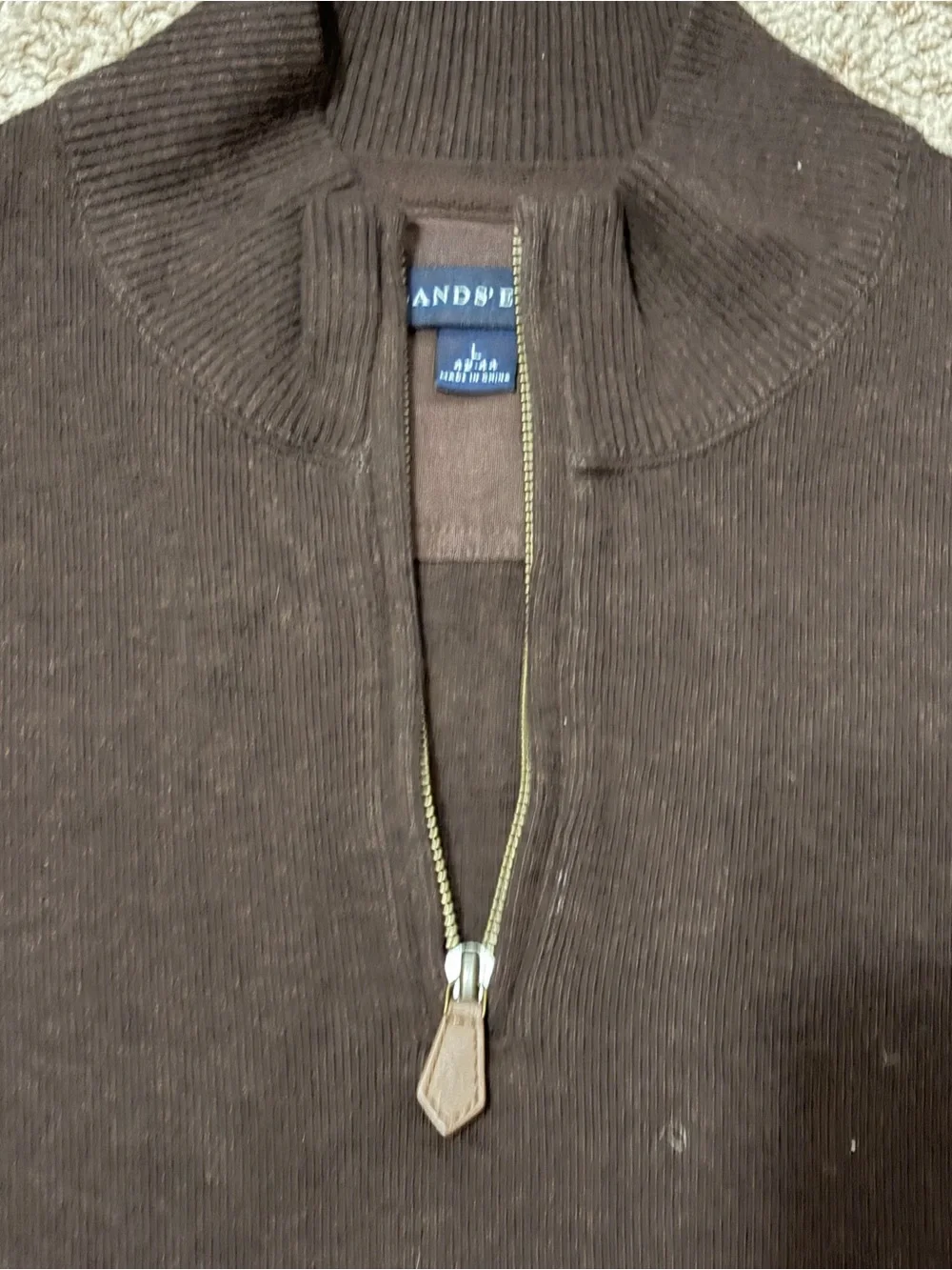 Lands' End Men's Dark Brown Half-Zip Sweater (399)